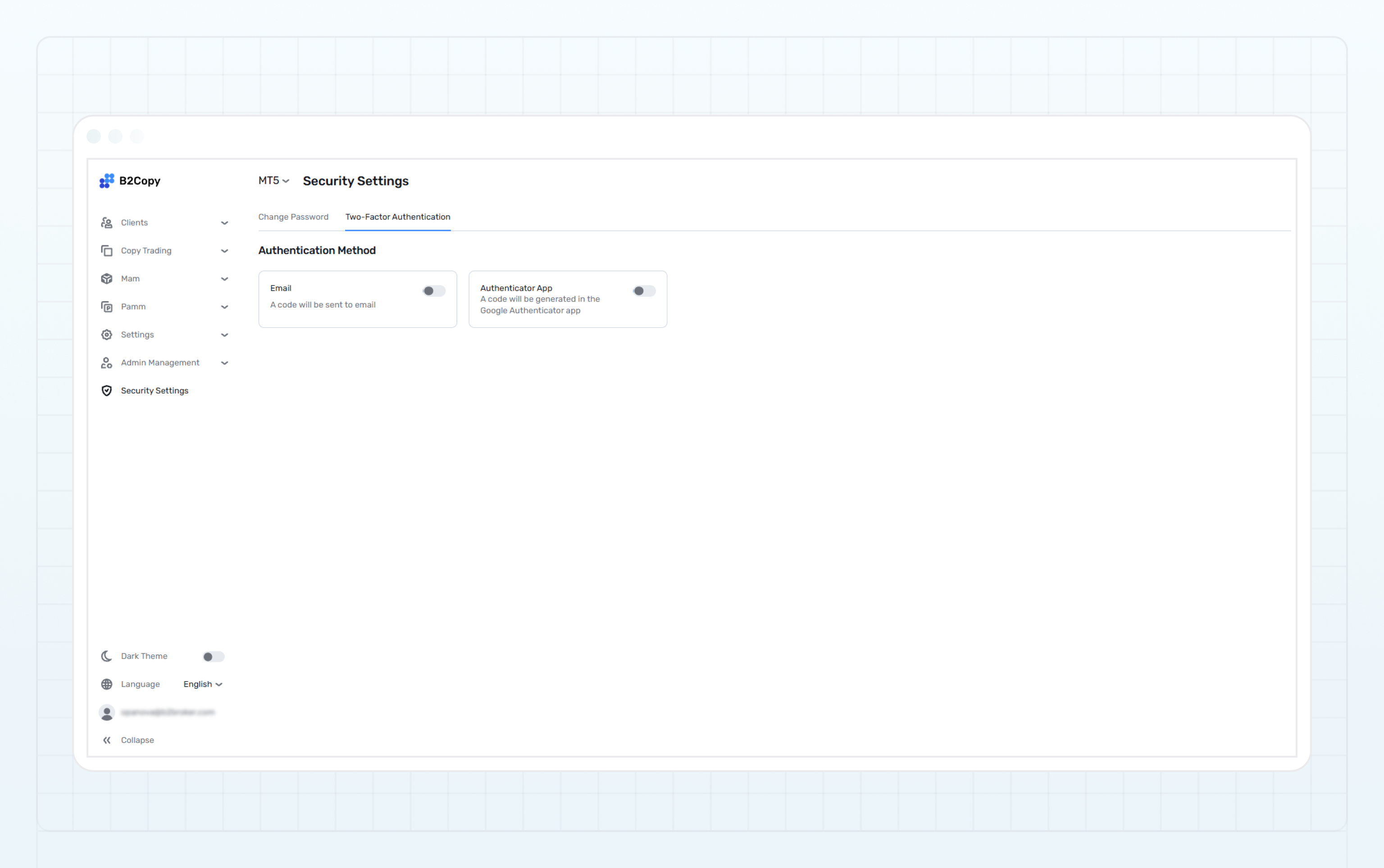 Two-Factor Authentication tab