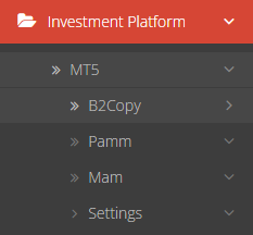 Menu items under the Investment Platform