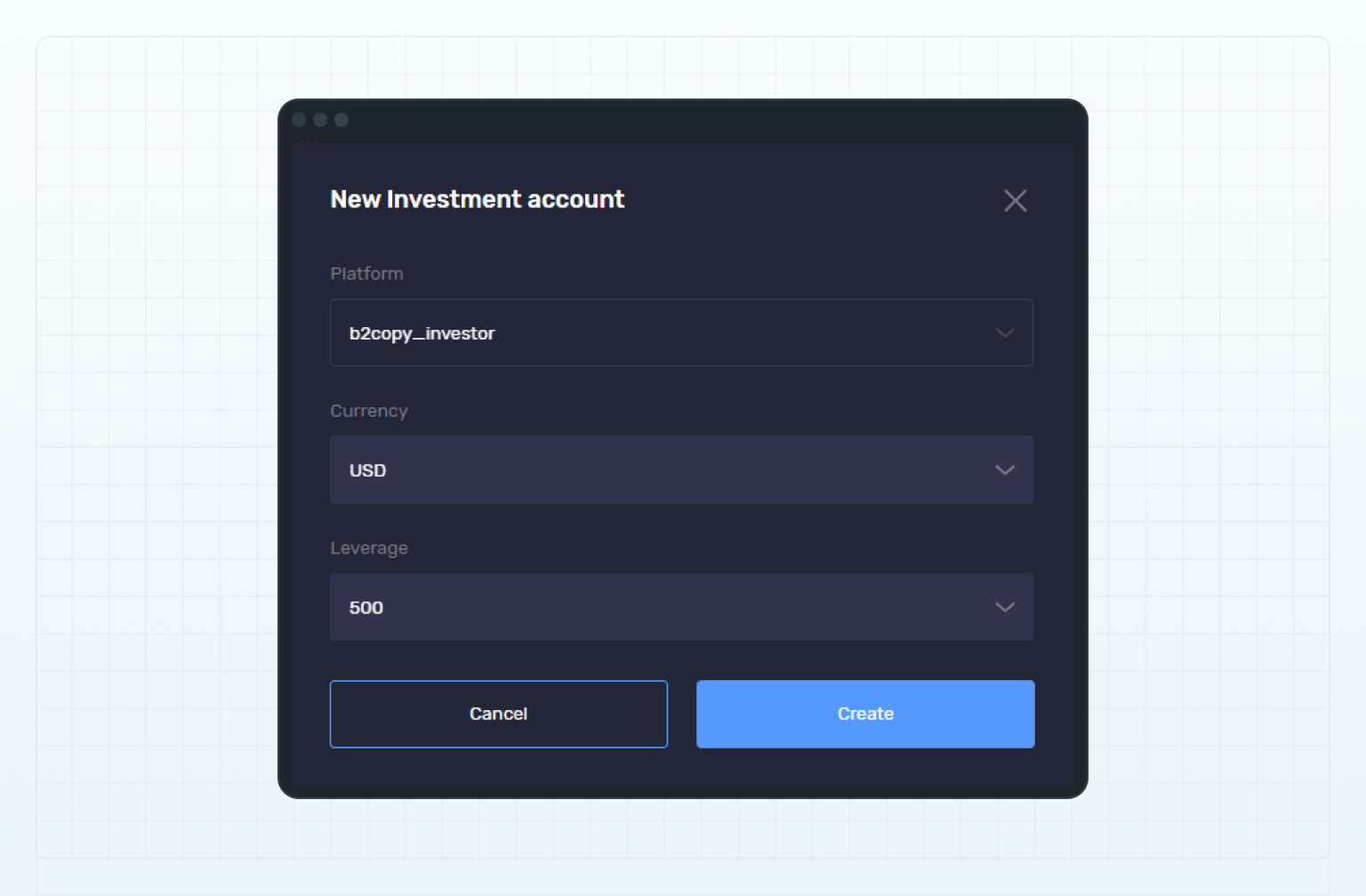 Create an investment account