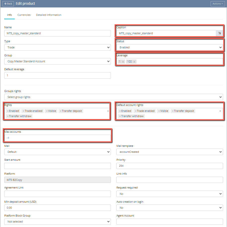 Configure product settings