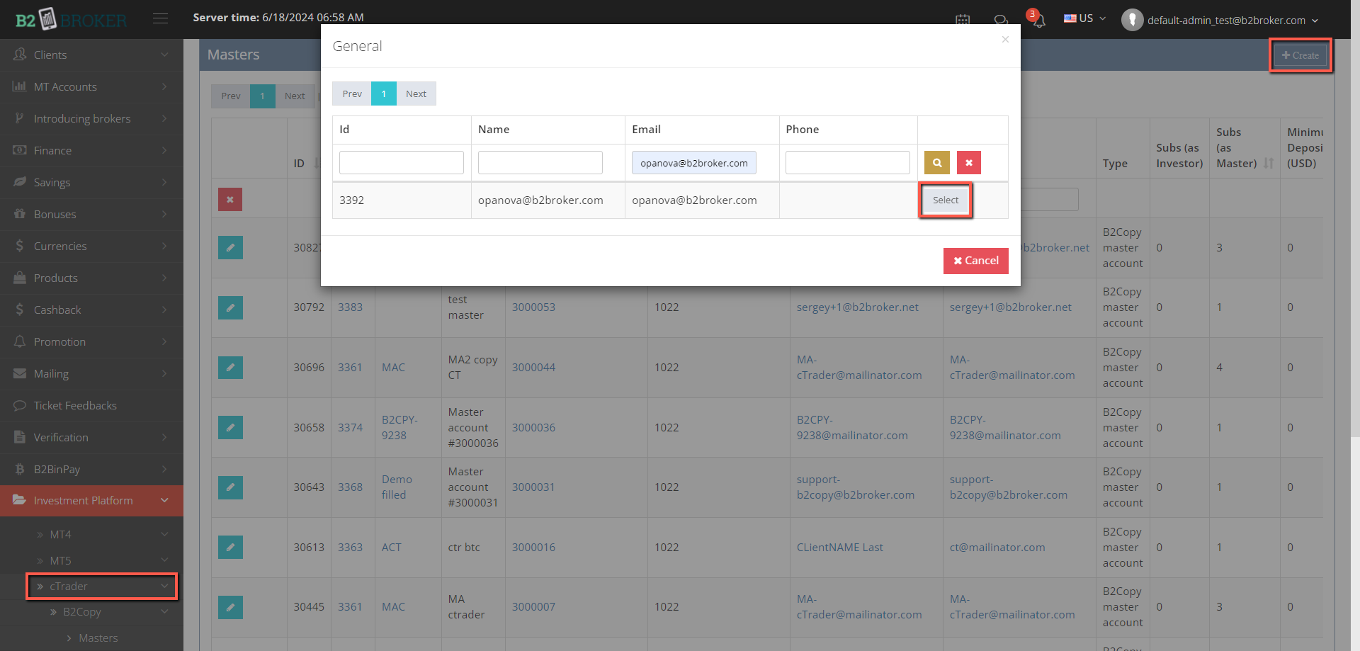 Create a master account