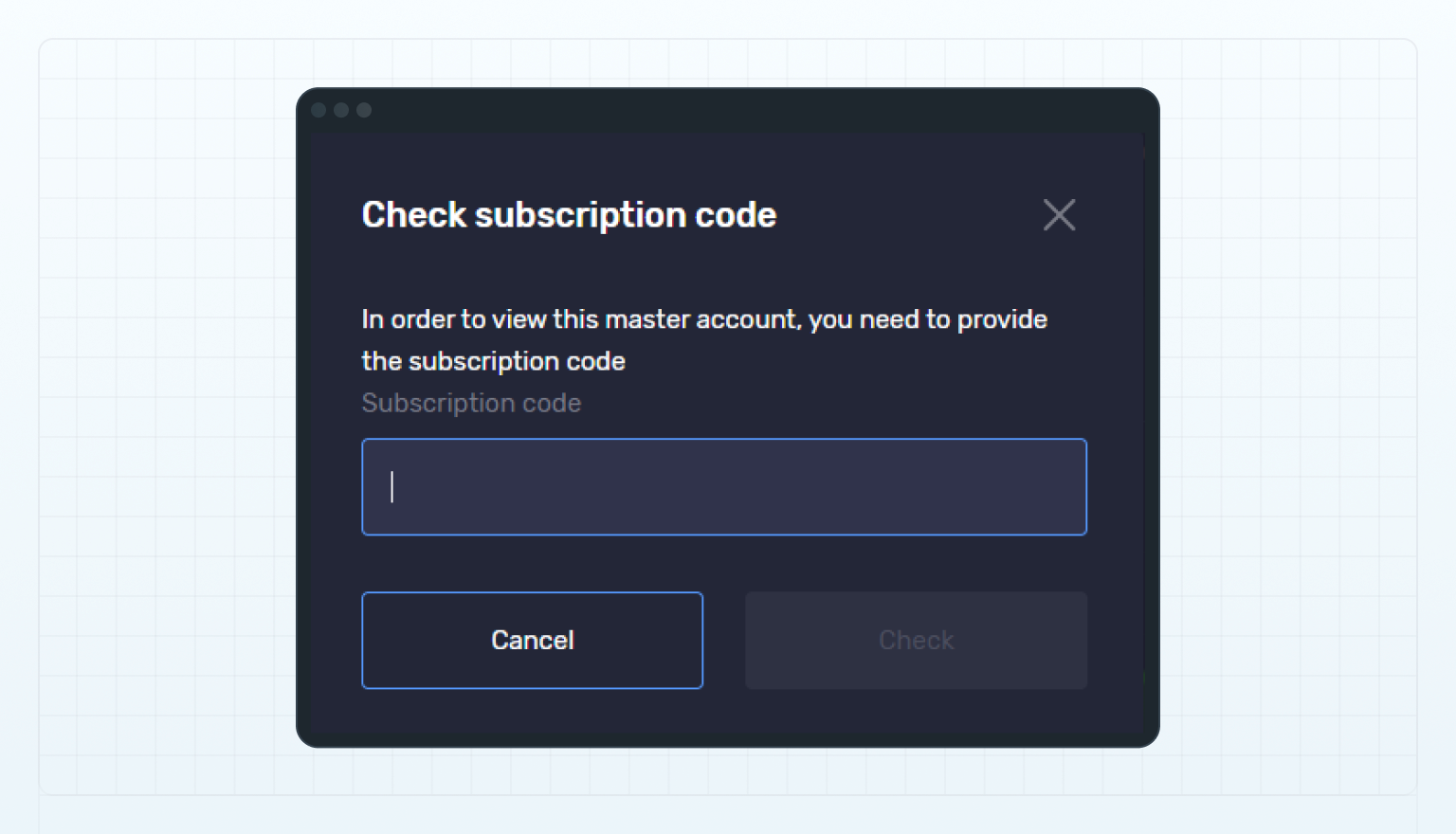 Enter a subscription code