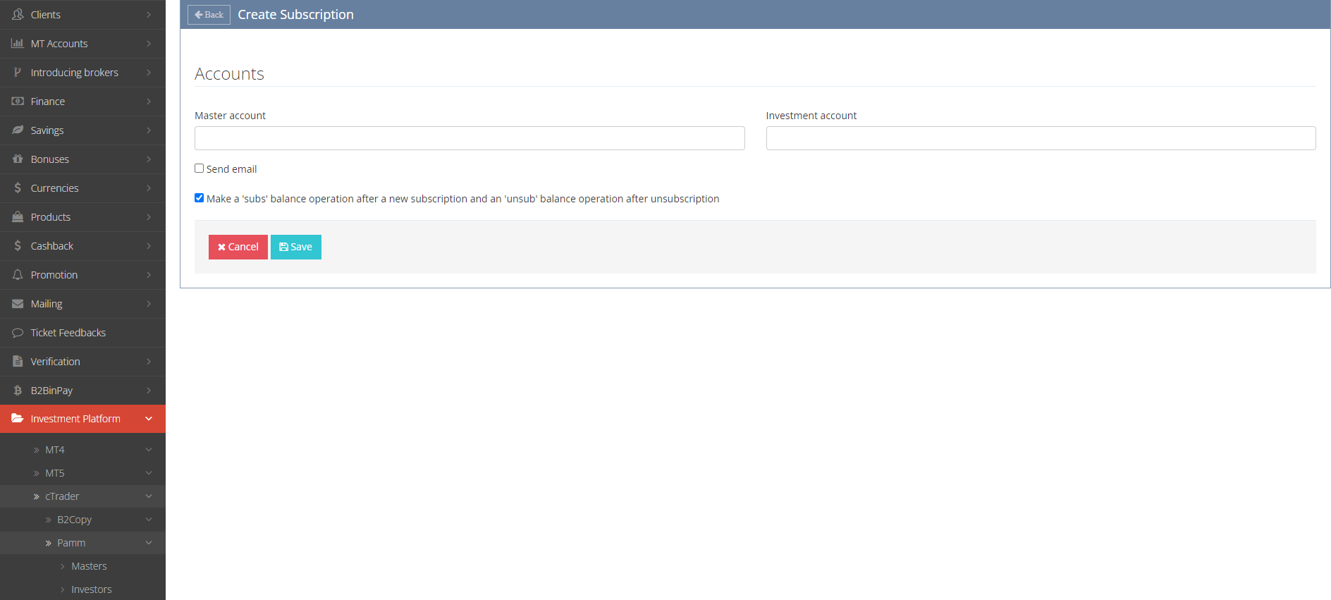 Create a PAMM subscription