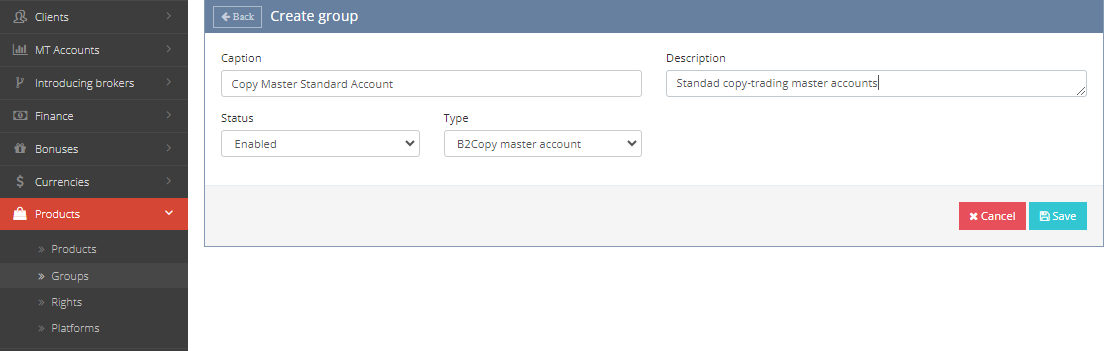 Create a product group