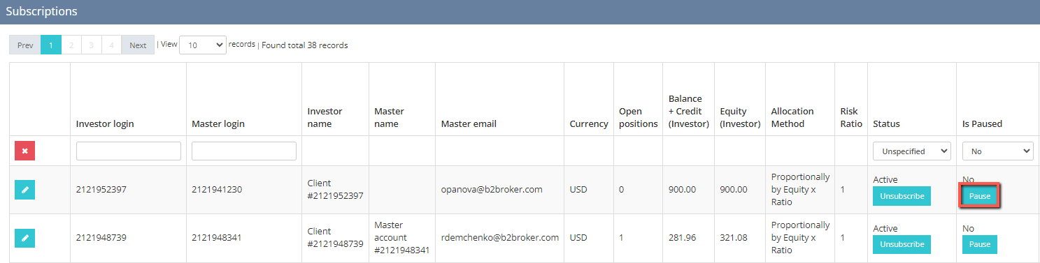 Pause a subscription