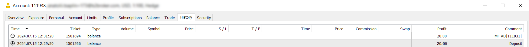 Comment to the fee debt deduction in the MT Manager