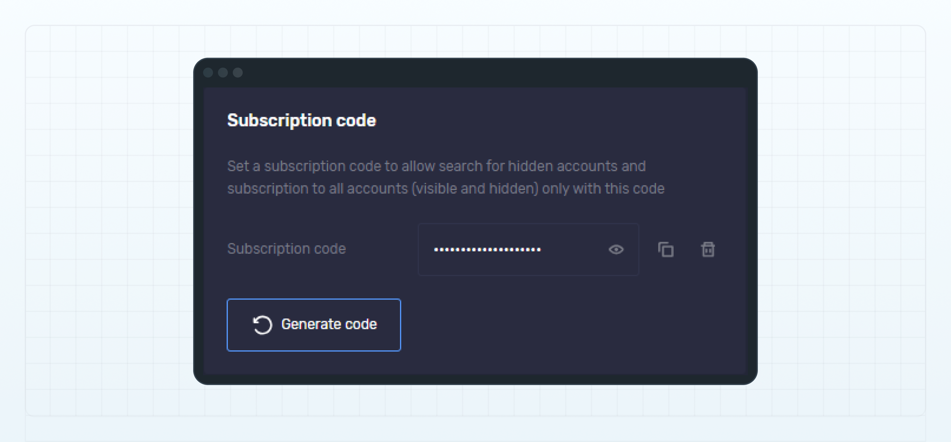 Generated subscription code